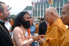 H.H. Swamiji with His Holiness Somdet Phra Buddhacharya D. Supreme Patriarch of Thailand.